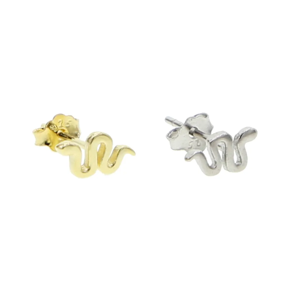 Snake Design Gold and Silver Stud Earrings
