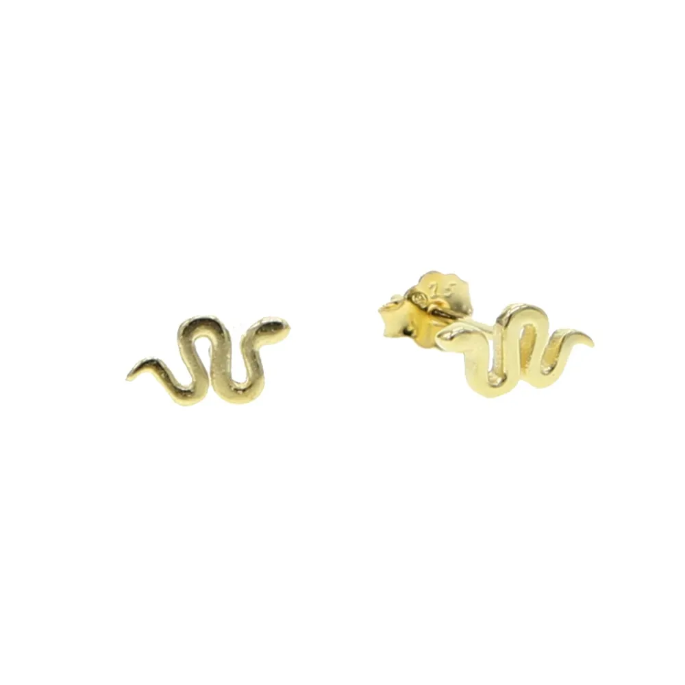 Snake Design Gold and Silver Stud Earrings