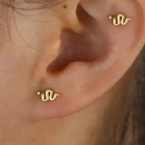 Snake Design Gold and Silver Stud Earrings