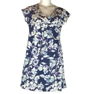 Soft Surroundings Hyannis Floral Print Faux Wrap Dress Size Large Cotton Spandex