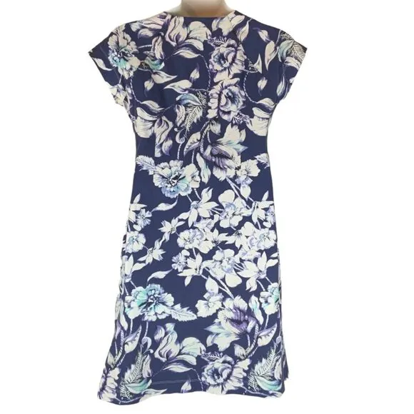 Soft Surroundings Hyannis Floral Print Faux Wrap Dress Size Large Cotton Spandex
