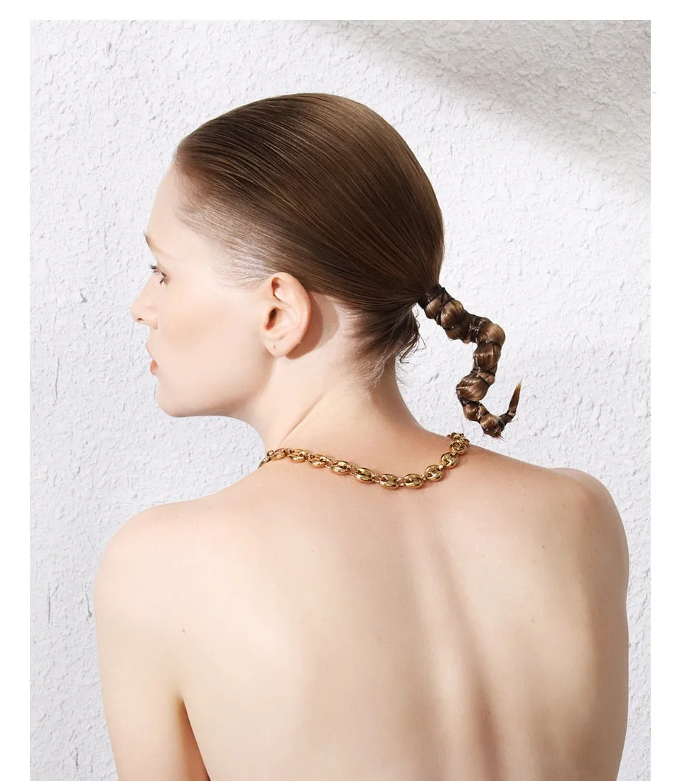 Stainless Steel Gold Plated Hip Hop Roll Necklace