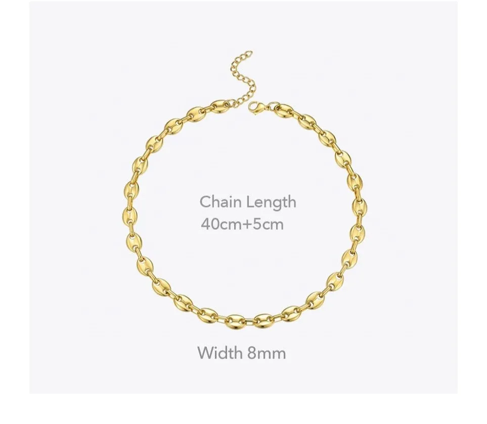 Stainless Steel Gold Plated Hip Hop Roll Necklace
