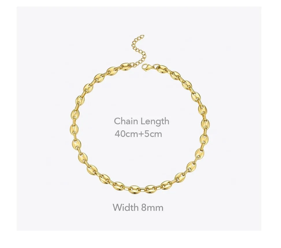 Stainless Steel Gold Plated Hip Hop Roll Necklace