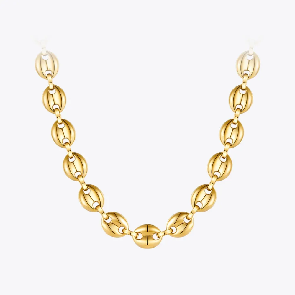 Stainless Steel Gold Plated Hip Hop Roll Necklace