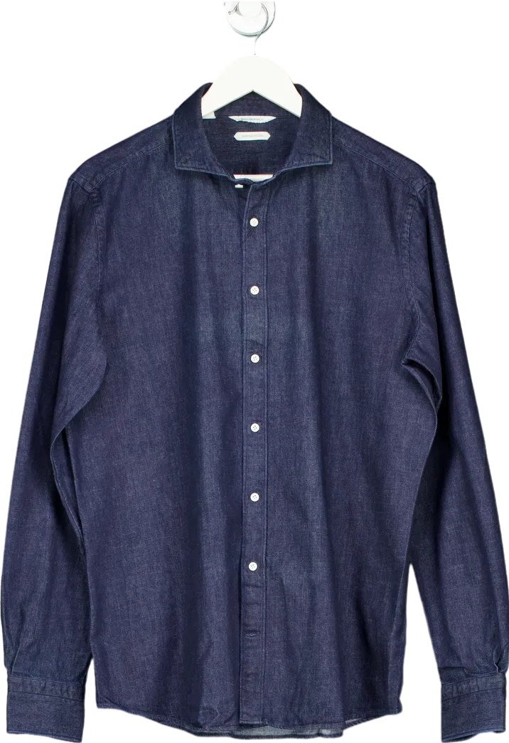 Suitsupply Blue Slim Fit Egyptian cotton denim Shirt SZ16 UK L
