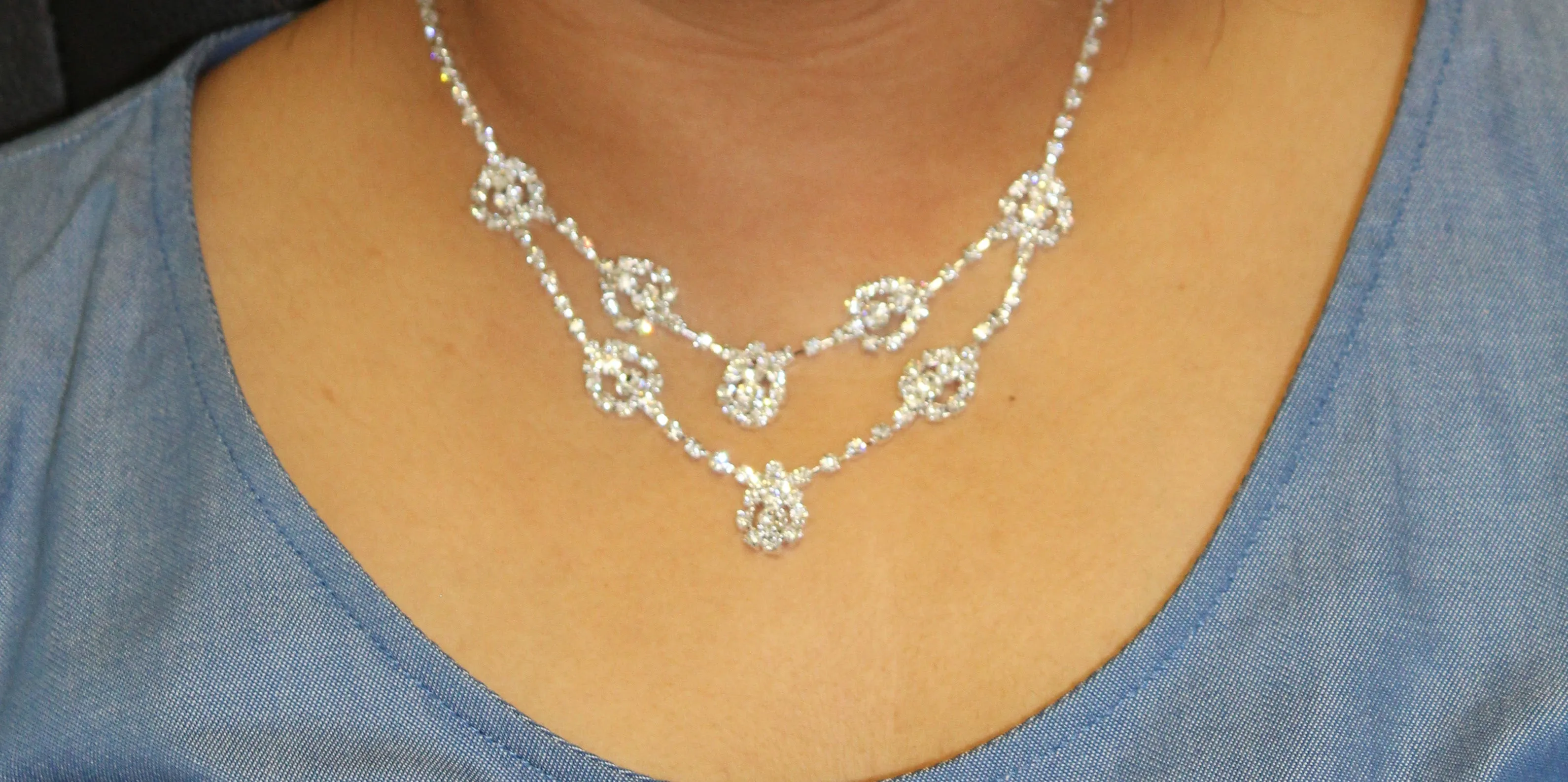 Swarovski Crystal Earring Necklace set TL3023 (Clip on)