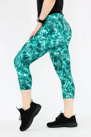 Teal Sparkle - Casual Capri Leggings