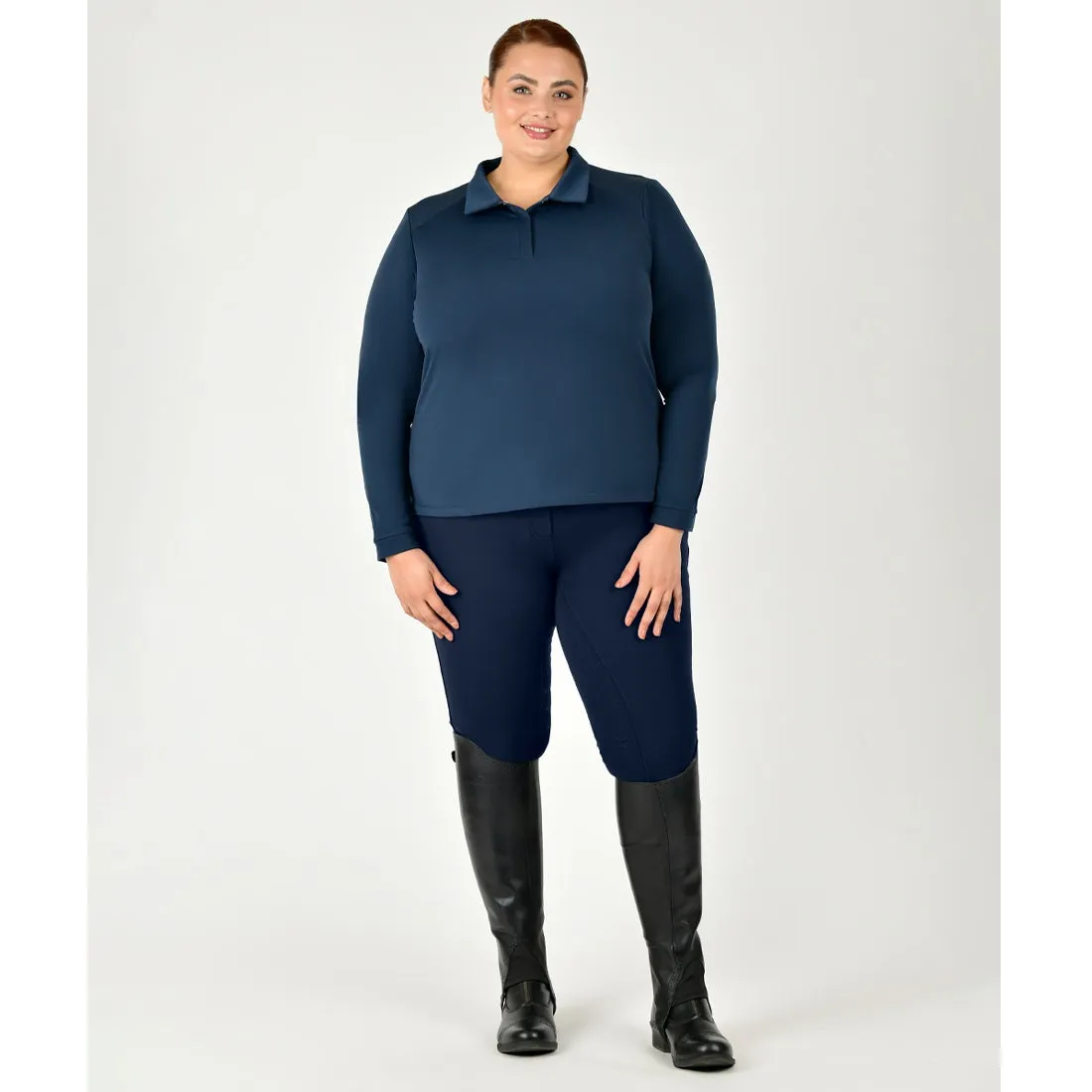 Thelma Long Sleeve Riding Polo - Naval Academy