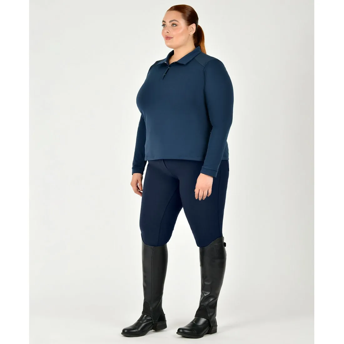 Thelma Long Sleeve Riding Polo - Naval Academy