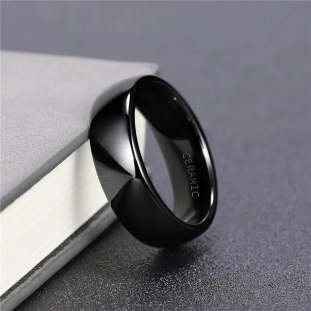 Tigrade Ceramic Brushed Black Ring For Men Women 4/6/8mm