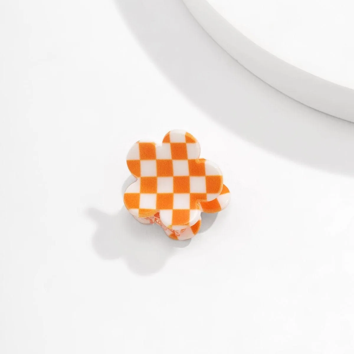 Trendy Colorful Flower Checkered Hair Claw Hair Clip