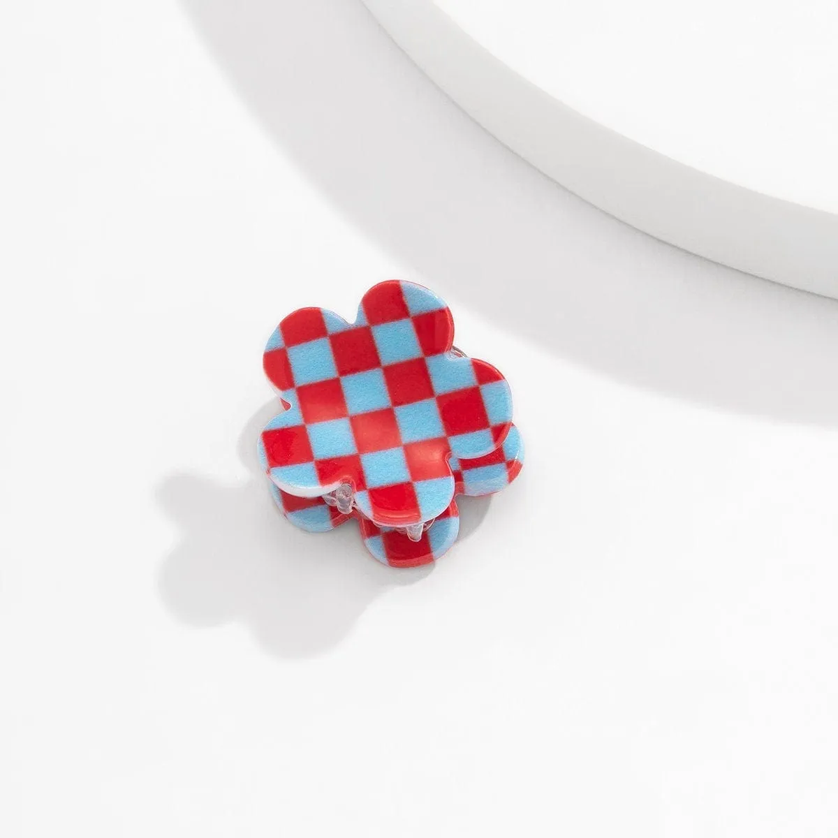 Trendy Colorful Flower Checkered Hair Claw Hair Clip