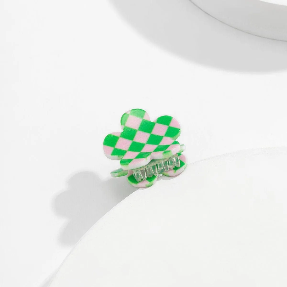 Trendy Colorful Flower Checkered Hair Claw Hair Clip