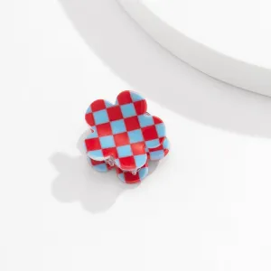 Trendy Colorful Flower Checkered Hair Claw Hair Clip
