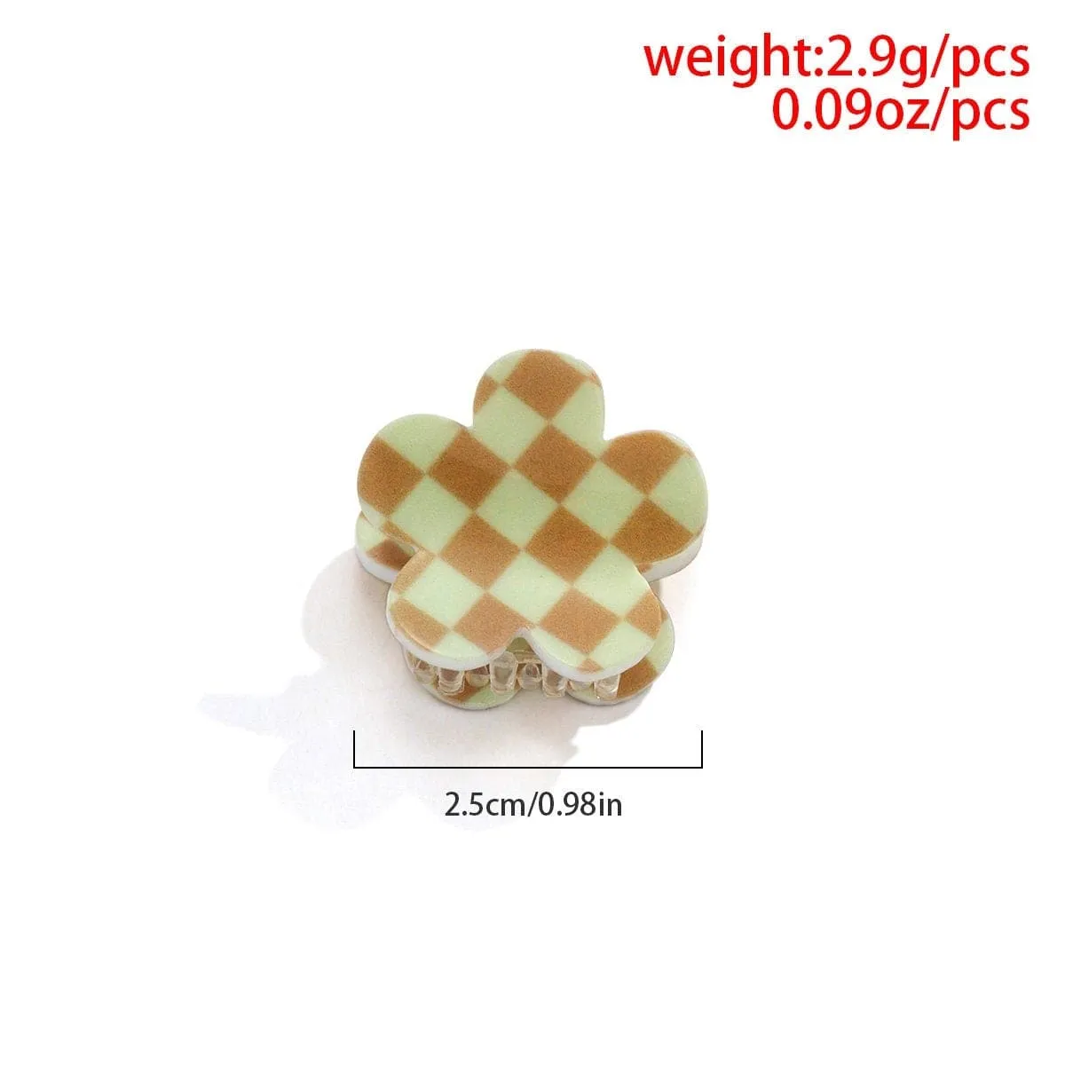 Trendy Colorful Flower Checkered Hair Claw Hair Clip
