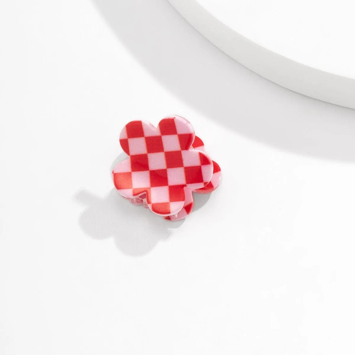 Trendy Colorful Flower Checkered Hair Claw Hair Clip