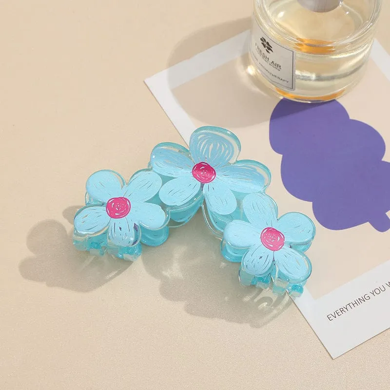 Trendy Colorful Hand-drawn Painting Flower Hair Clip