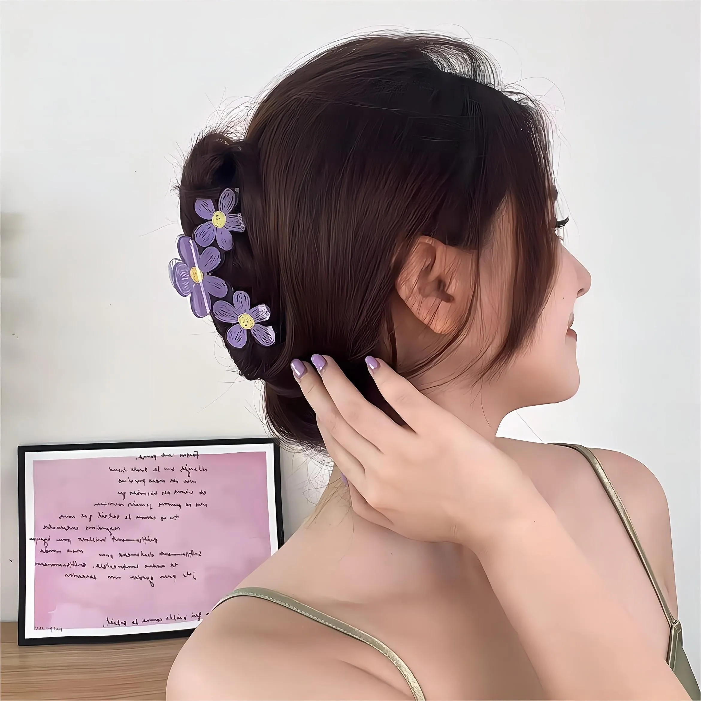 Trendy Colorful Hand-drawn Painting Flower Hair Clip
