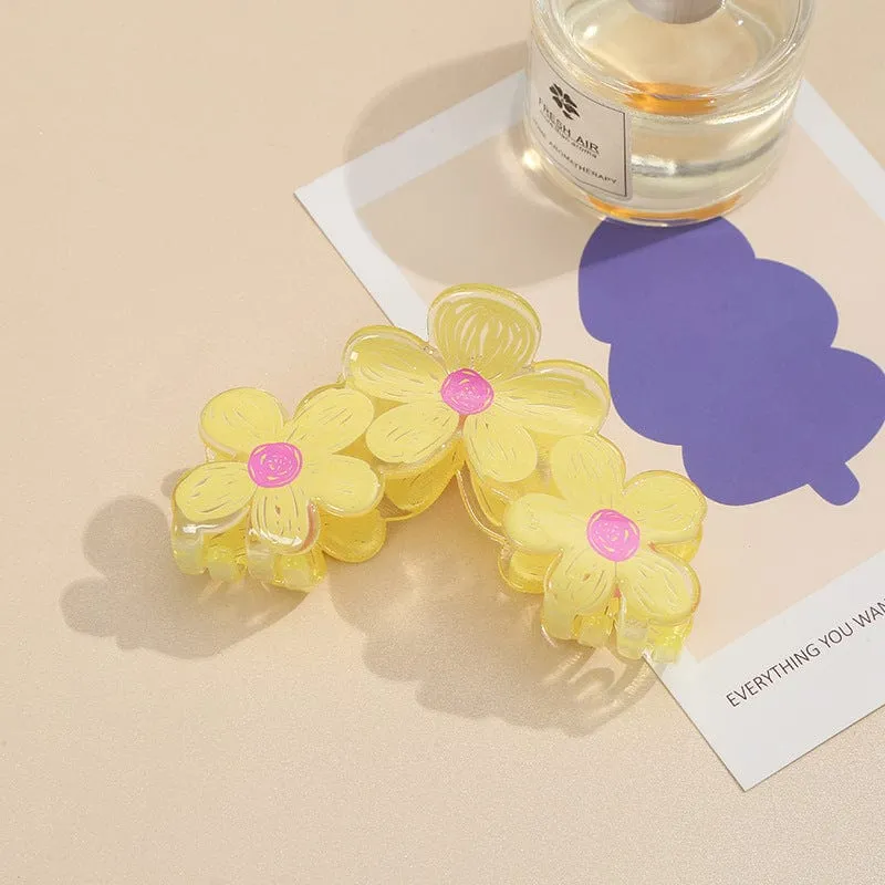 Trendy Colorful Hand-drawn Painting Flower Hair Clip