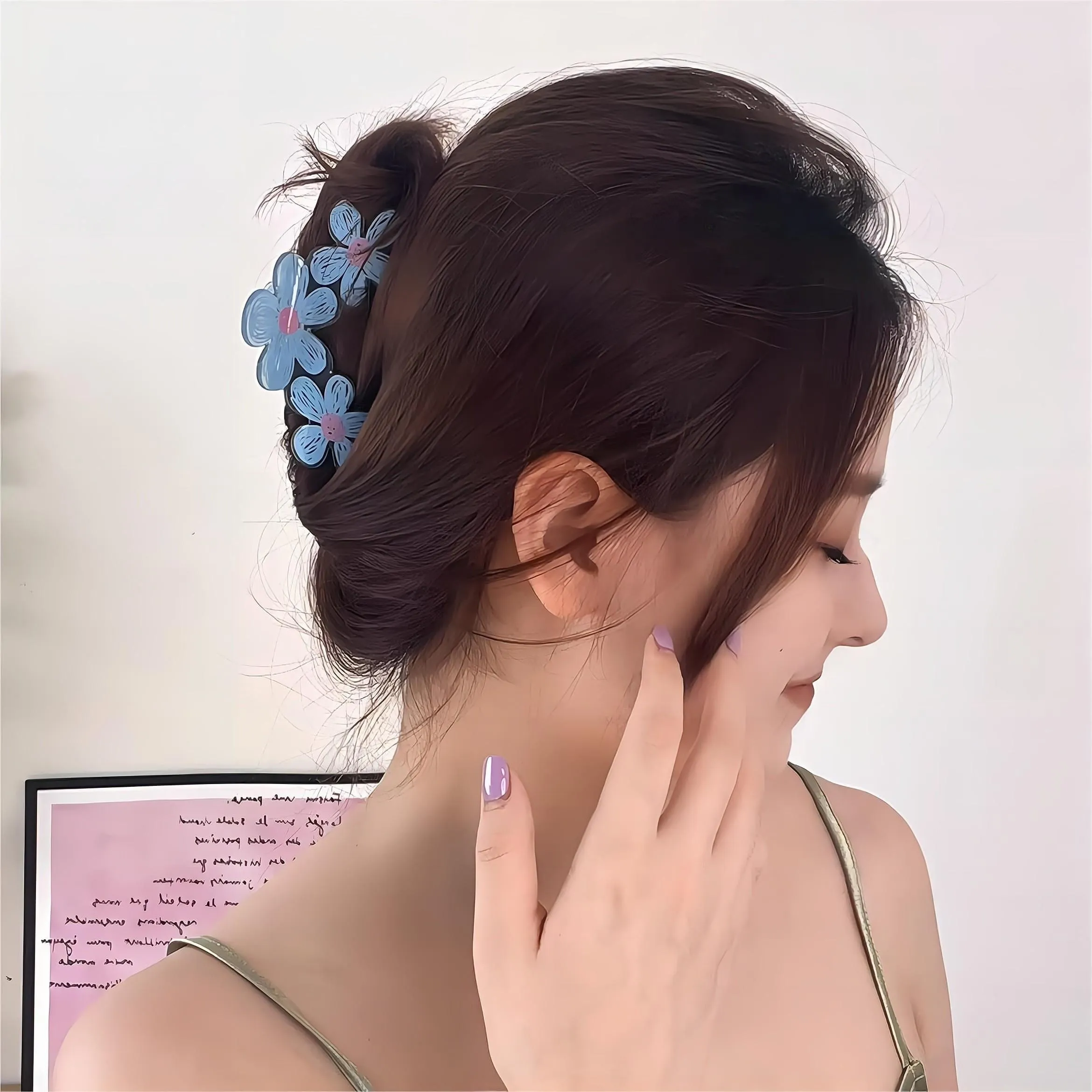 Trendy Colorful Hand-drawn Painting Flower Hair Clip