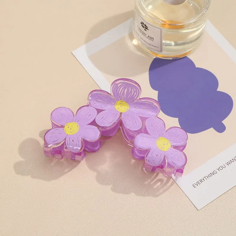 Trendy Colorful Hand-drawn Painting Flower Hair Clip