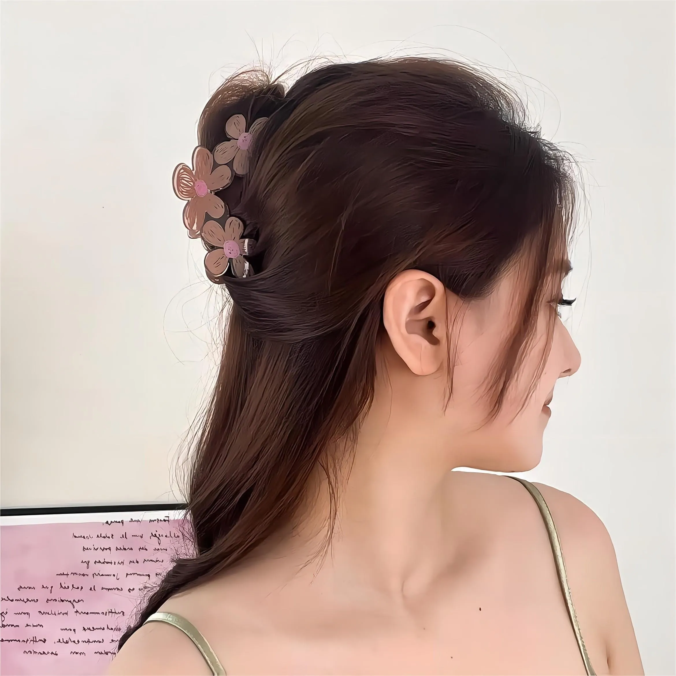 Trendy Colorful Hand-drawn Painting Flower Hair Clip