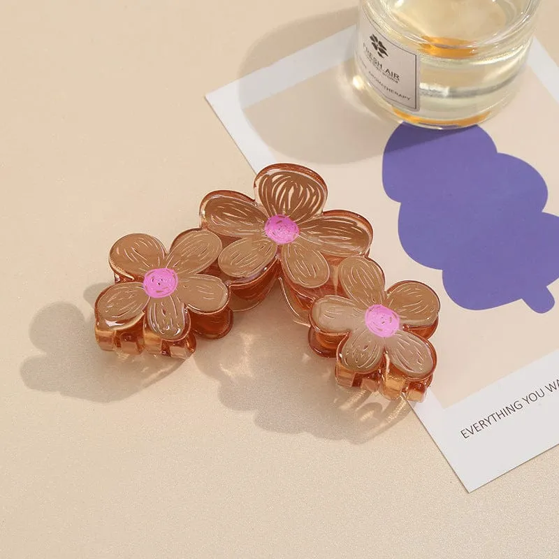Trendy Colorful Hand-drawn Painting Flower Hair Clip