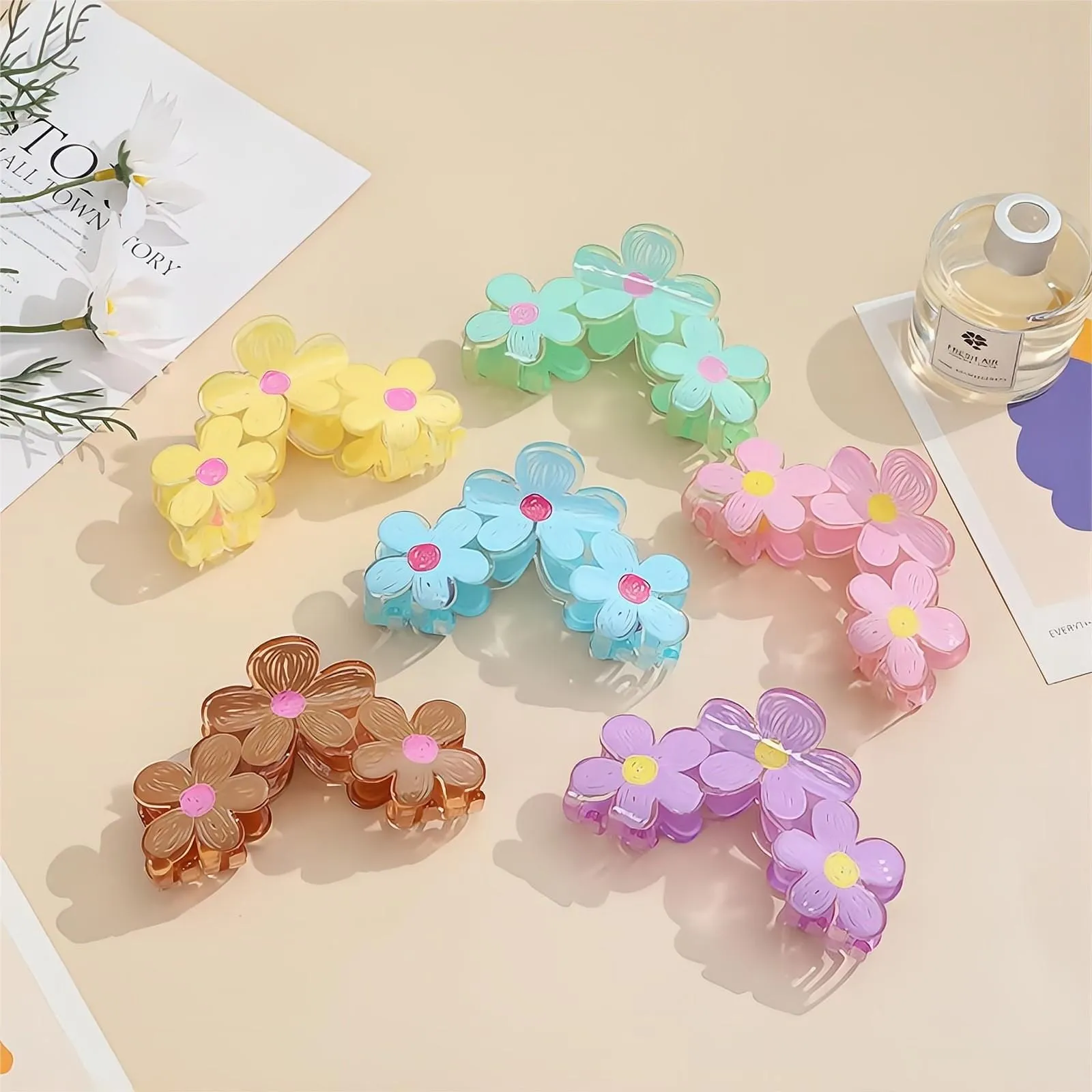 Trendy Colorful Hand-drawn Painting Flower Hair Clip