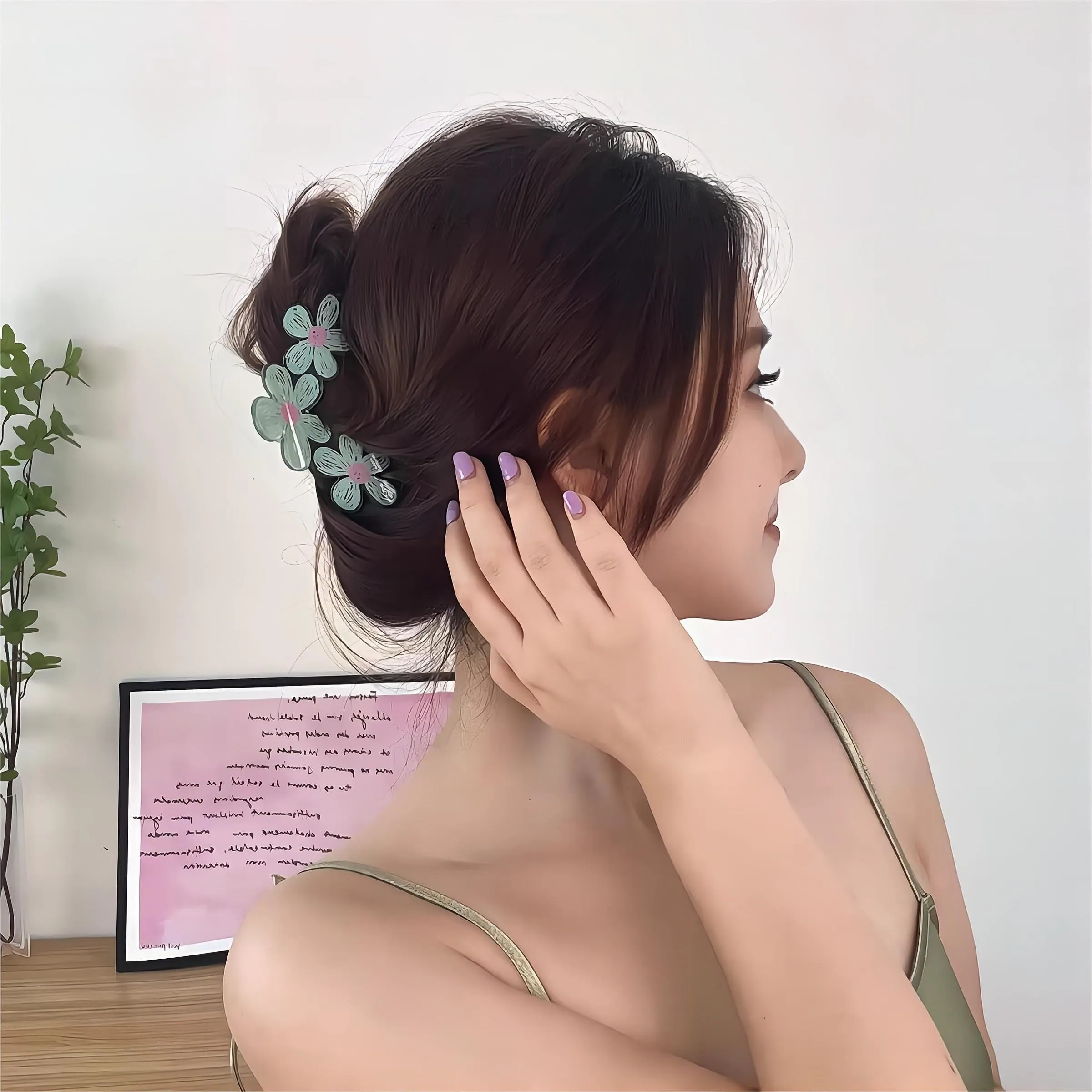Trendy Colorful Hand-drawn Painting Flower Hair Clip