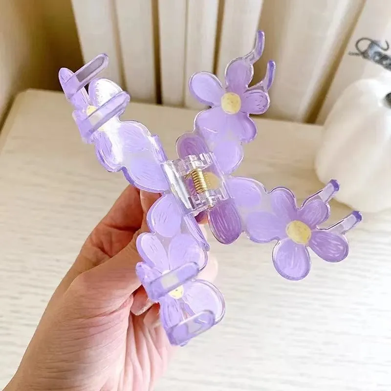 Trendy Colorful Hand-drawn Painting Flower Hair Clip