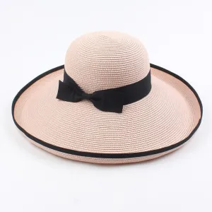 USPOP 2020 New women summer hats wide brim beach hats collapsible bow large visor sun hats female straw hat