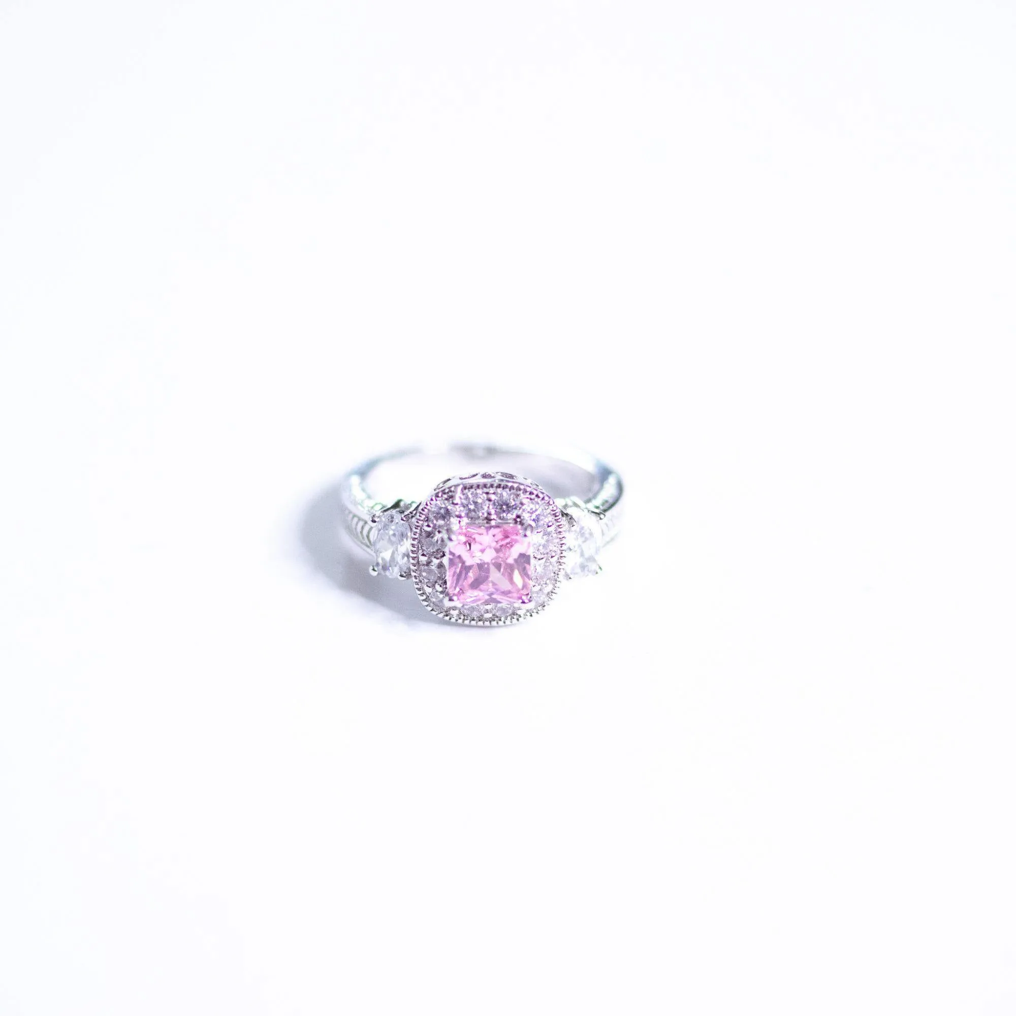 Vintage Art Deco Style Pink Crystal Statement Ring