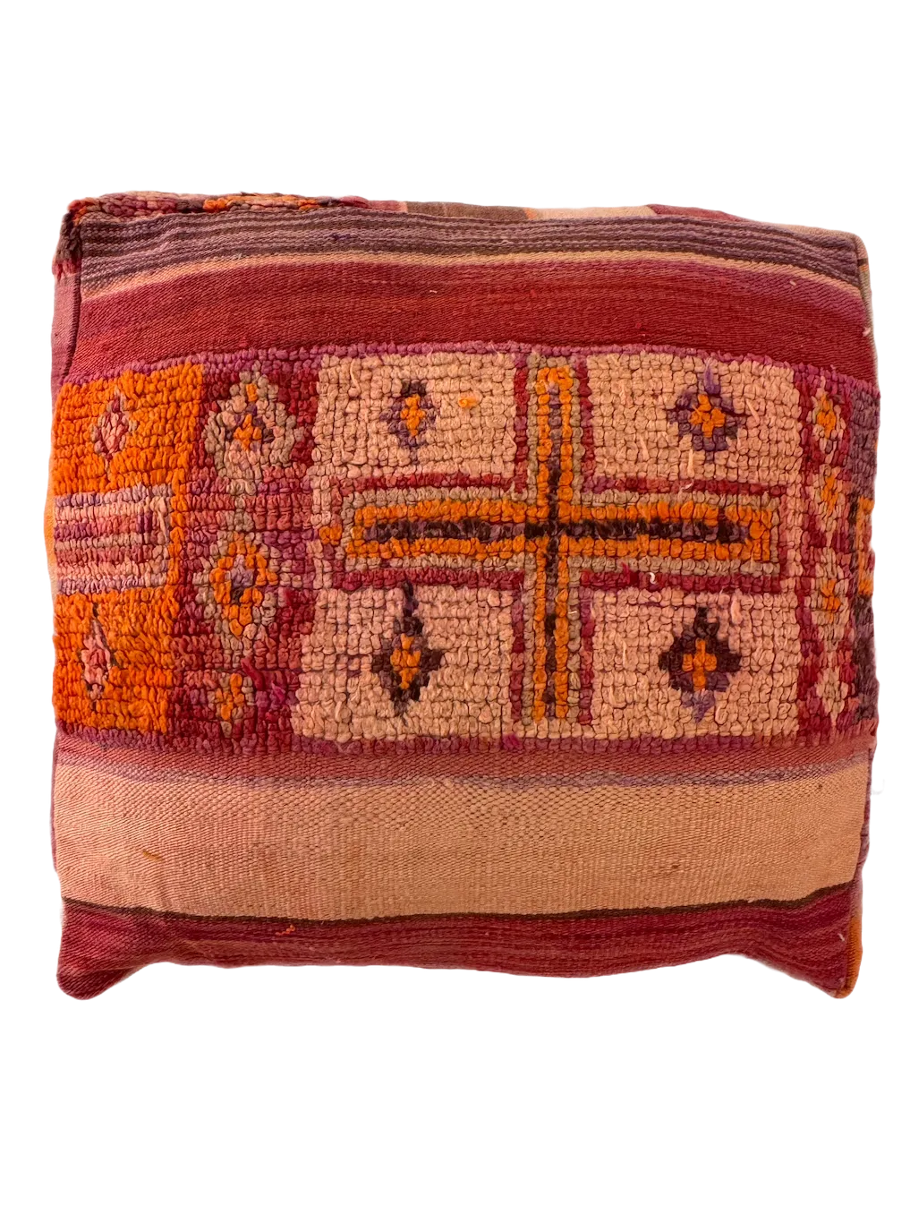 Vintage Chichaoua Pouf - Mauve/Orange