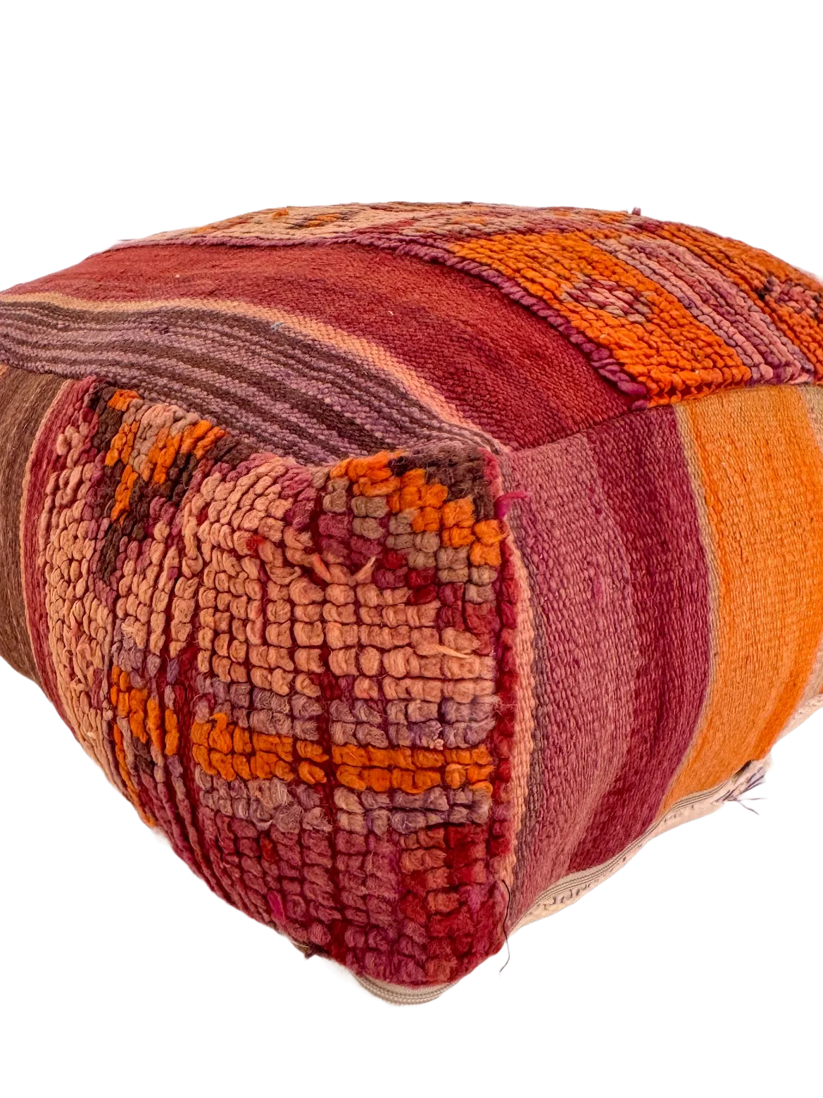Vintage Chichaoua Pouf - Mauve/Orange