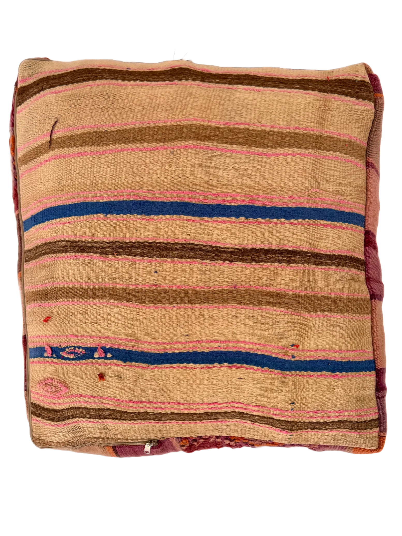 Vintage Chichaoua Pouf - Mauve/Orange