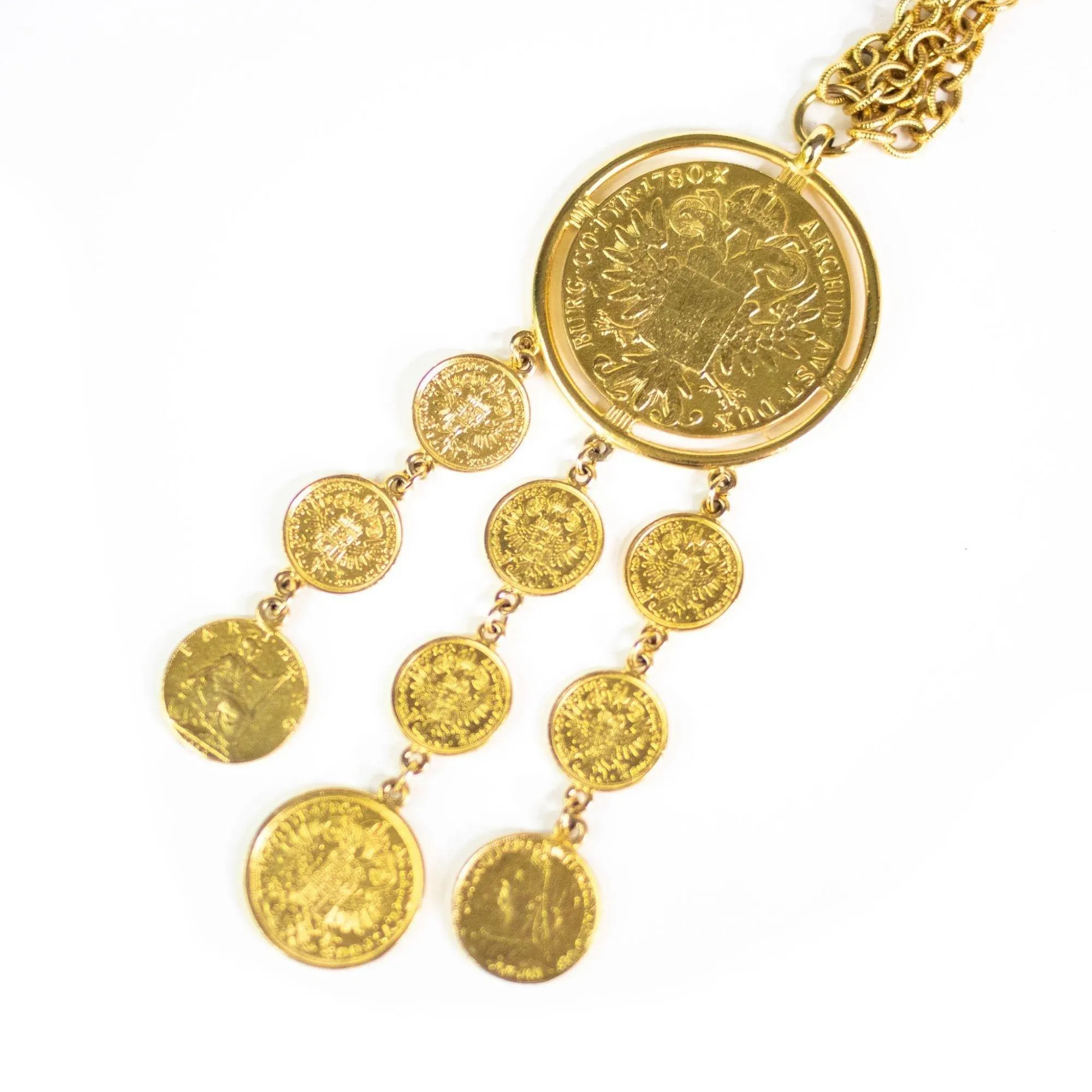 Vintage French Couture Inspired  Long Pendant Charm Statement Necklace