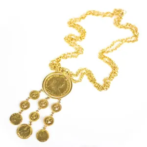 Vintage French Couture Inspired  Long Pendant Charm Statement Necklace