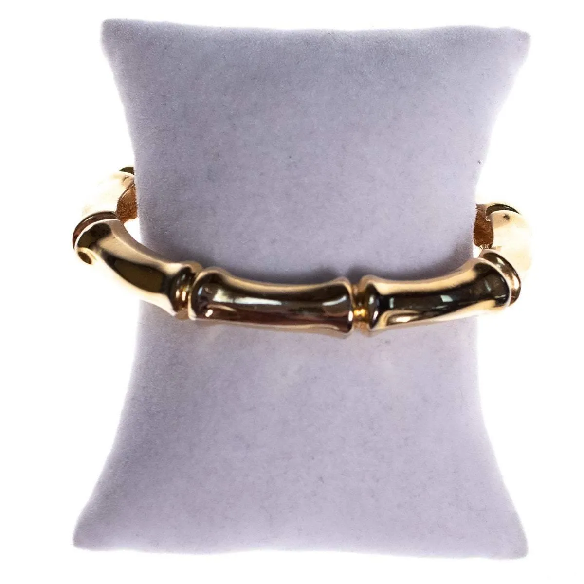 Vintage Gold Bamboo Shaped Cuff Bracelet with Contoured Finish