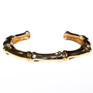 Vintage Gold Bamboo Shaped Cuff Bracelet with Contoured Finish