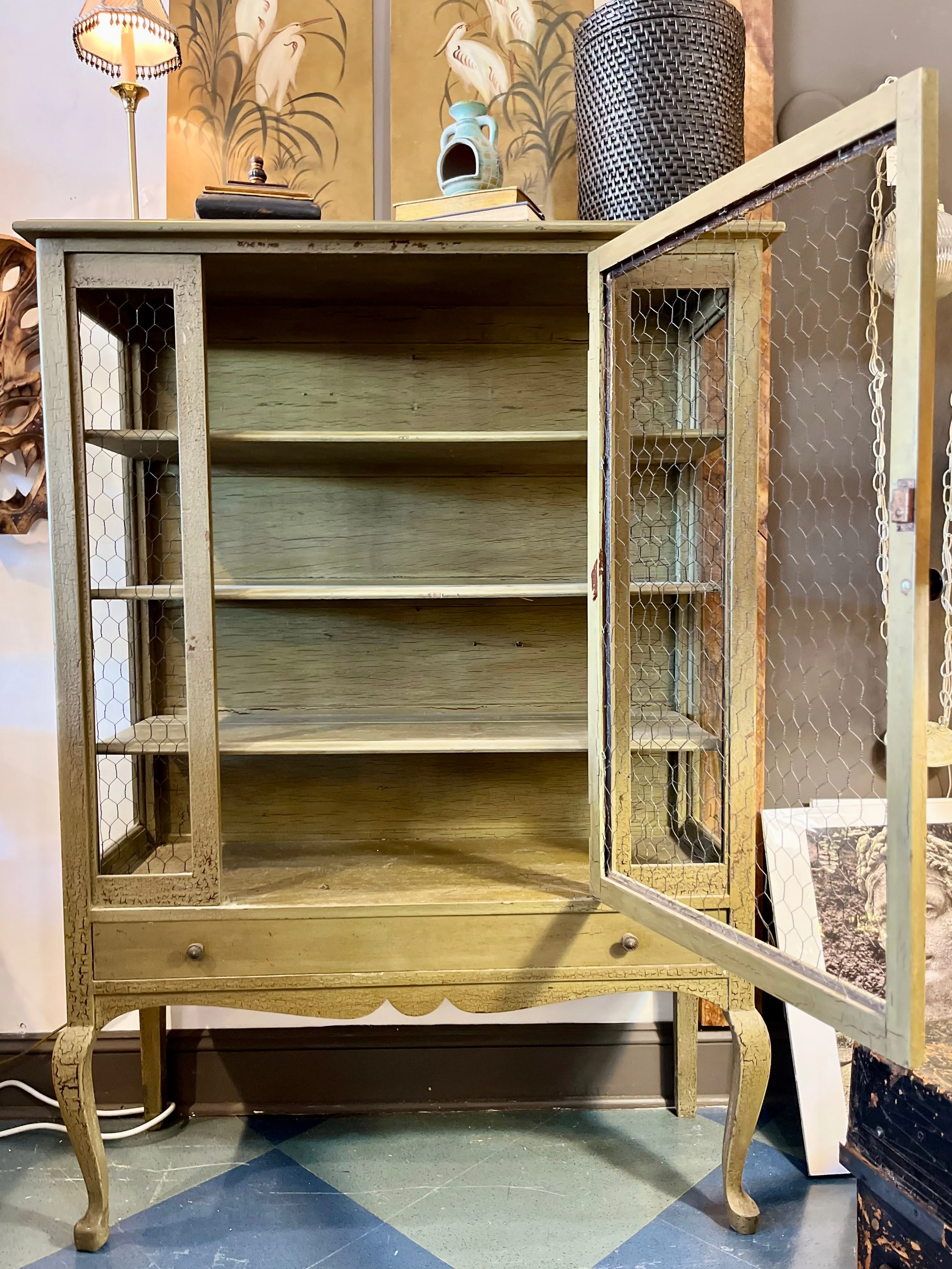 Vintage Green Wooden Cabinet