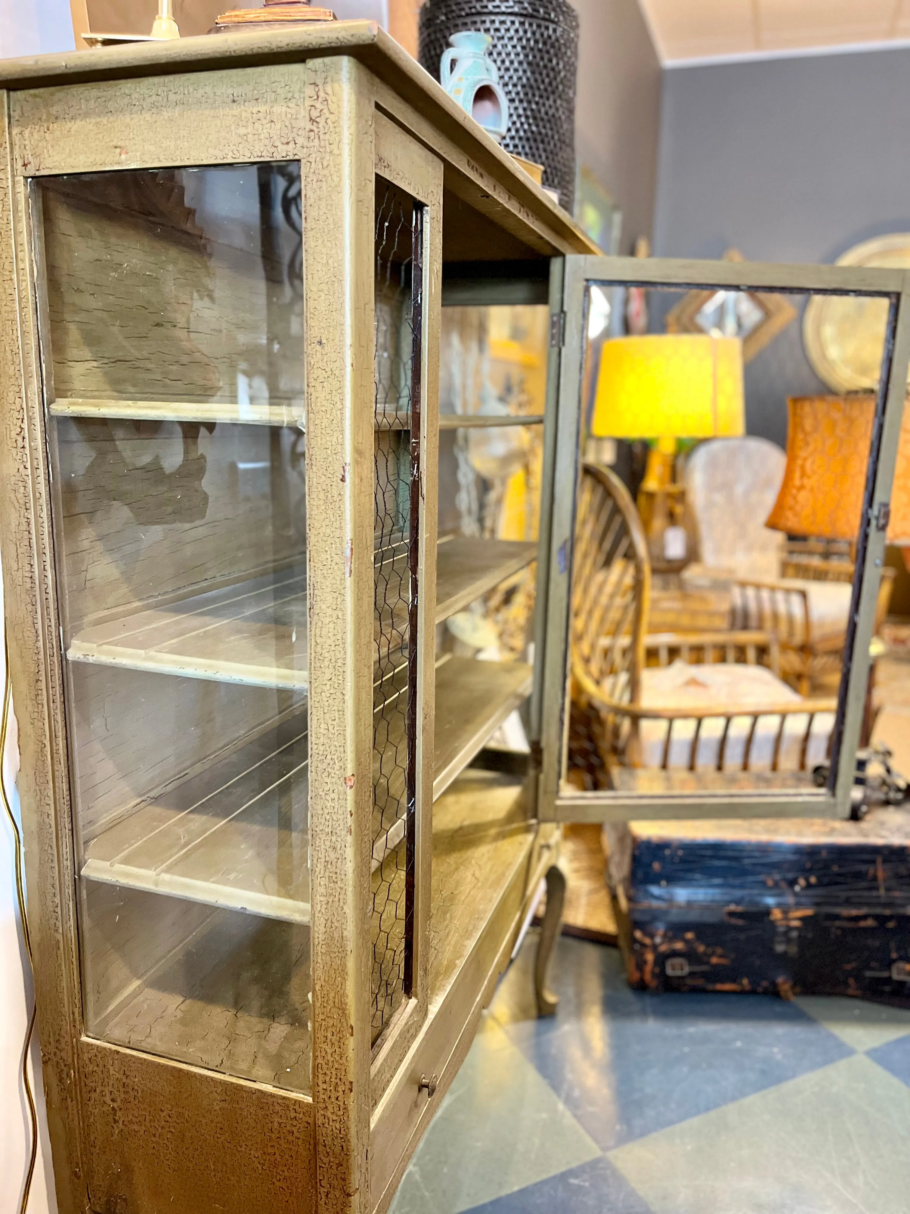 Vintage Green Wooden Cabinet