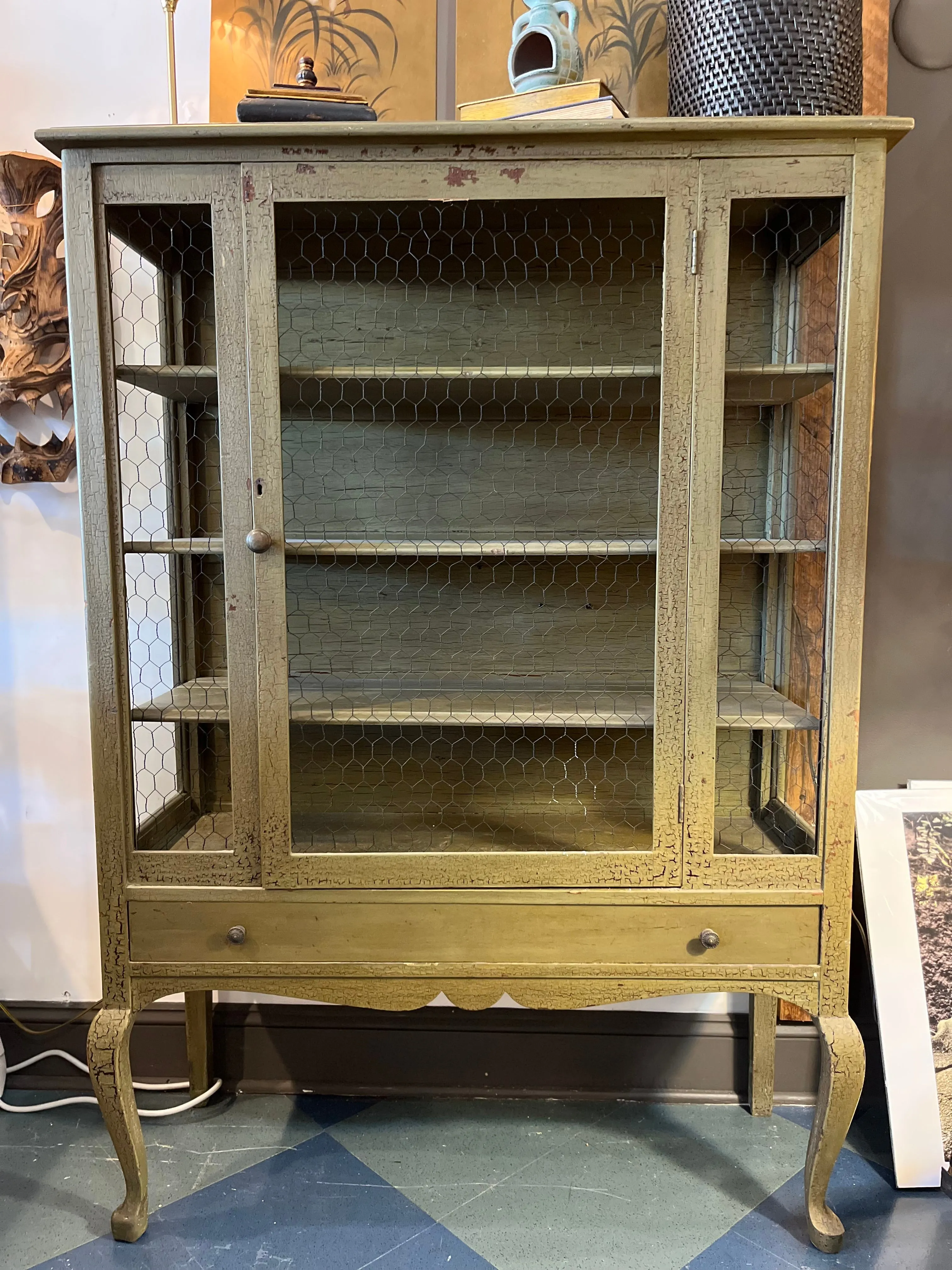Vintage Green Wooden Cabinet