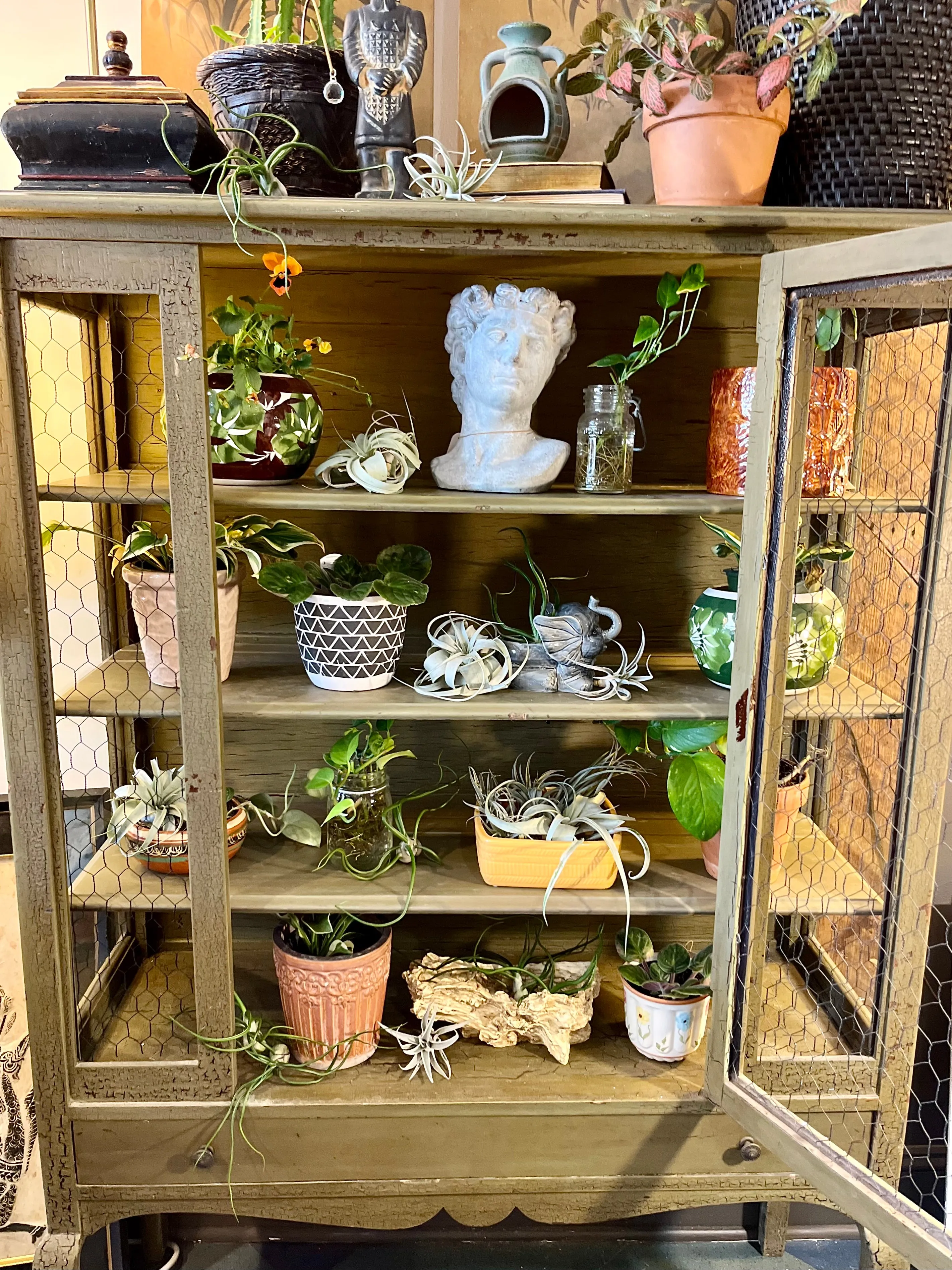 Vintage Green Wooden Cabinet