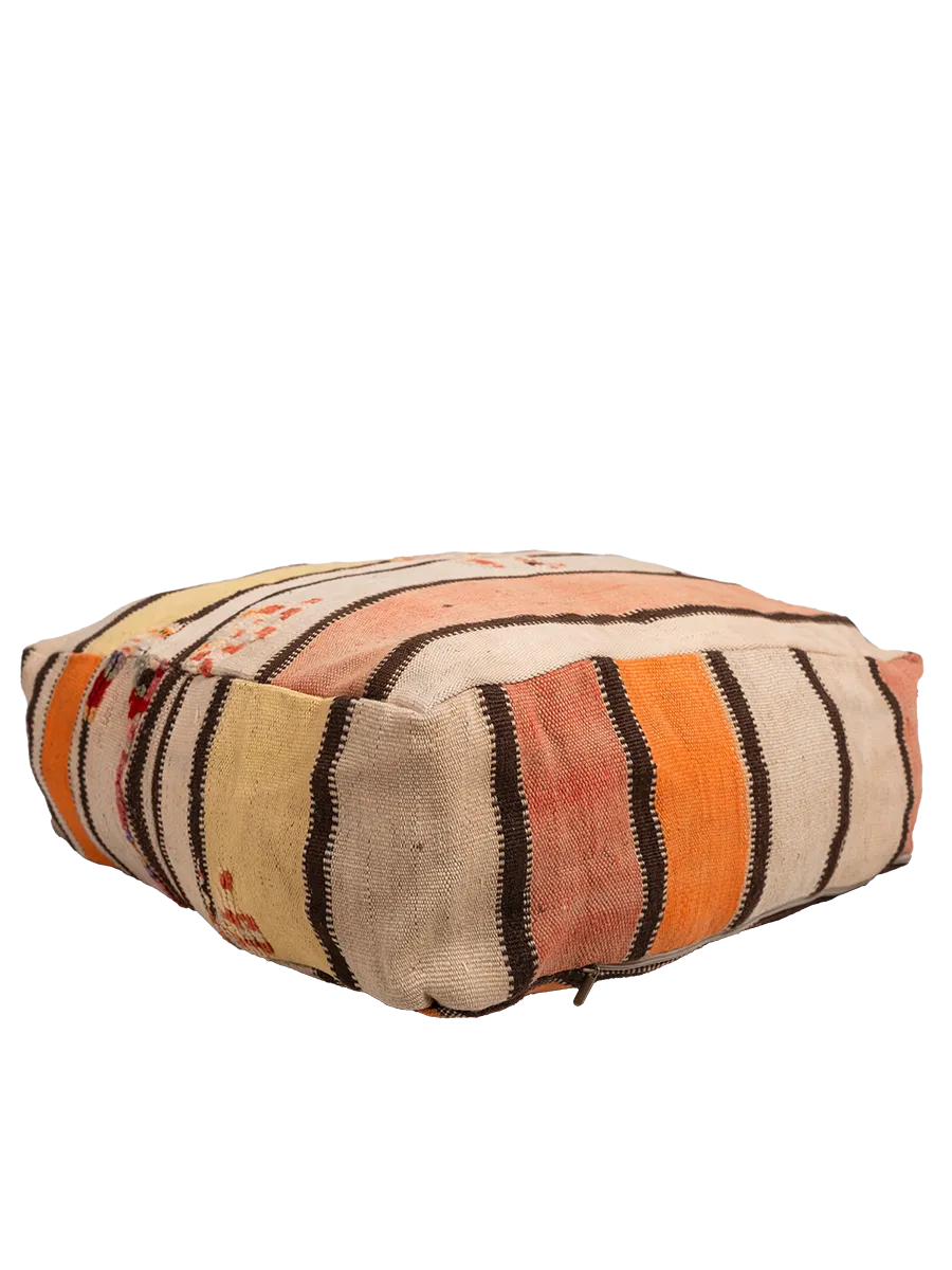 Vintage Kalaat M'Gouna Pouf - Striped Hanbel