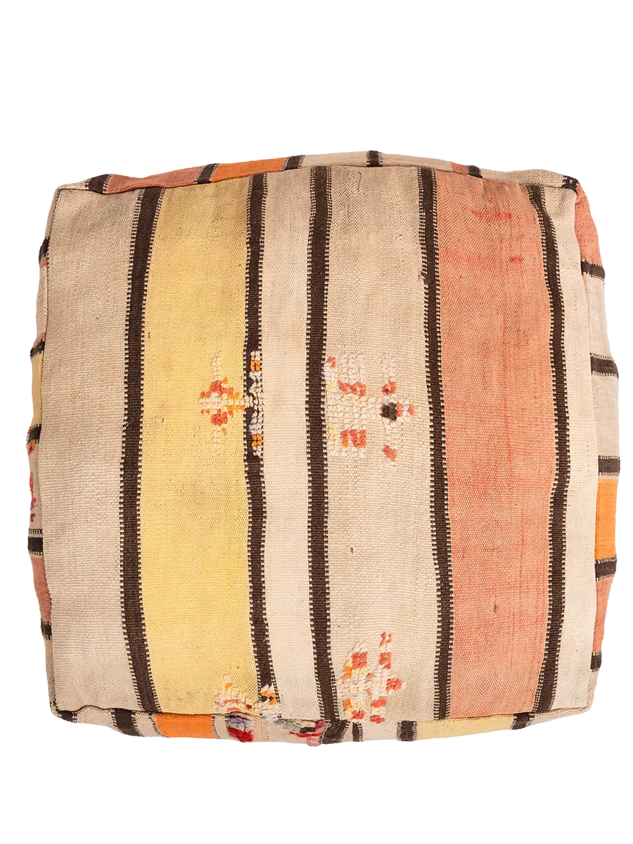 Vintage Kalaat M'Gouna Pouf - Striped Hanbel
