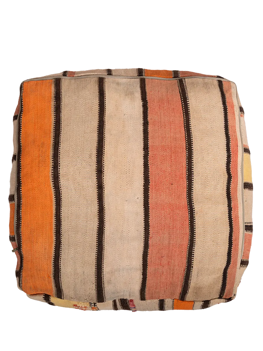 Vintage Kalaat M'Gouna Pouf - Striped Hanbel