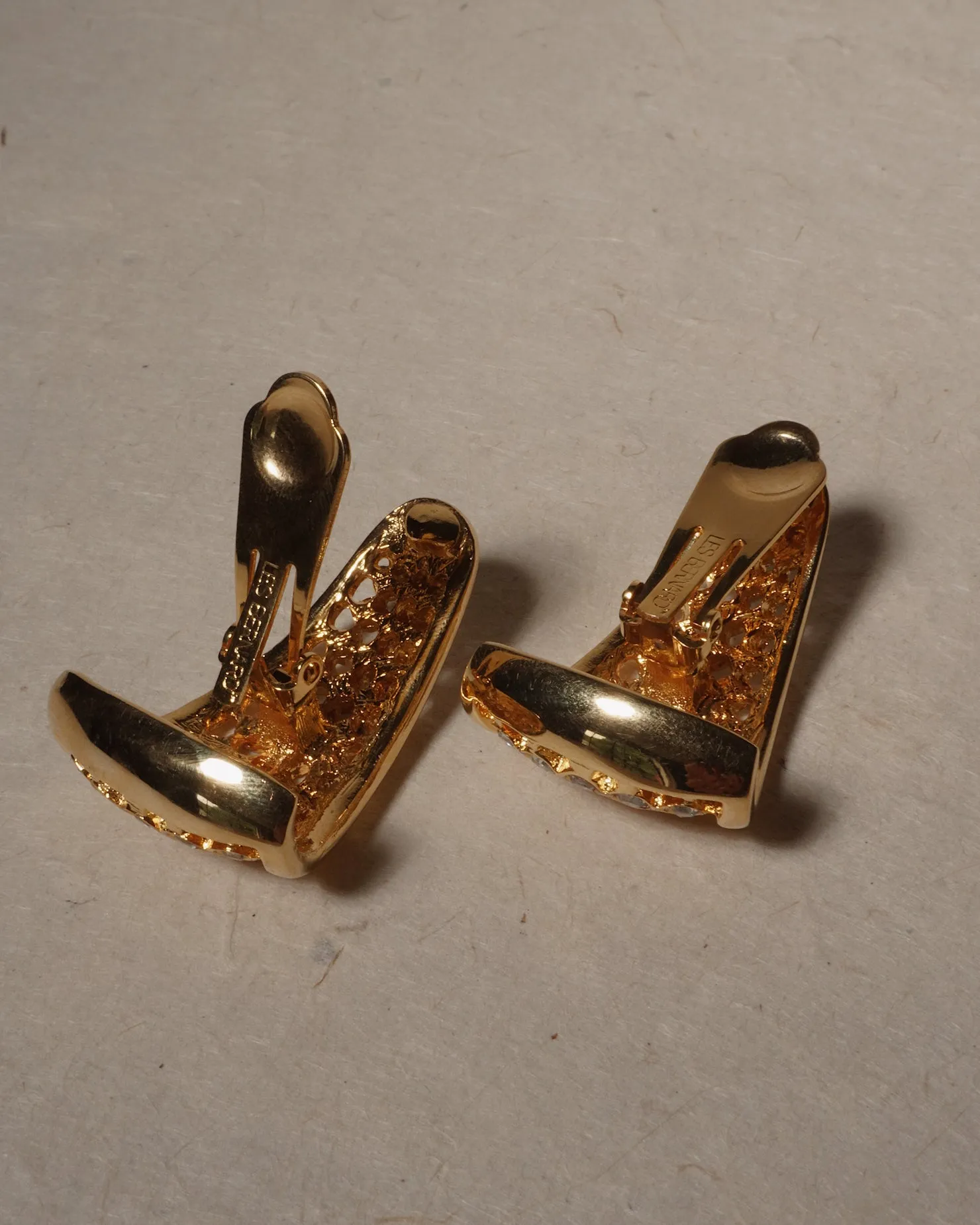 Vintage LB Rhinestone Hoop Clip Ons