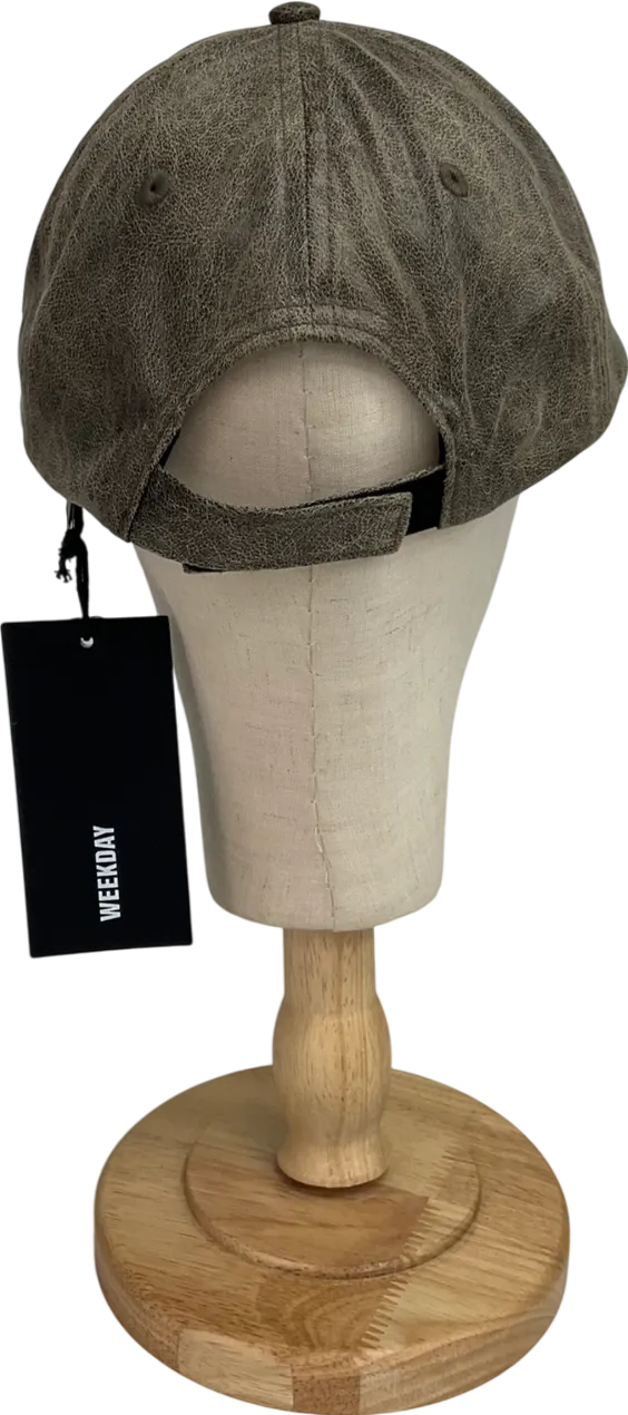 Weekday Green Faux Leather Cap UK M/L