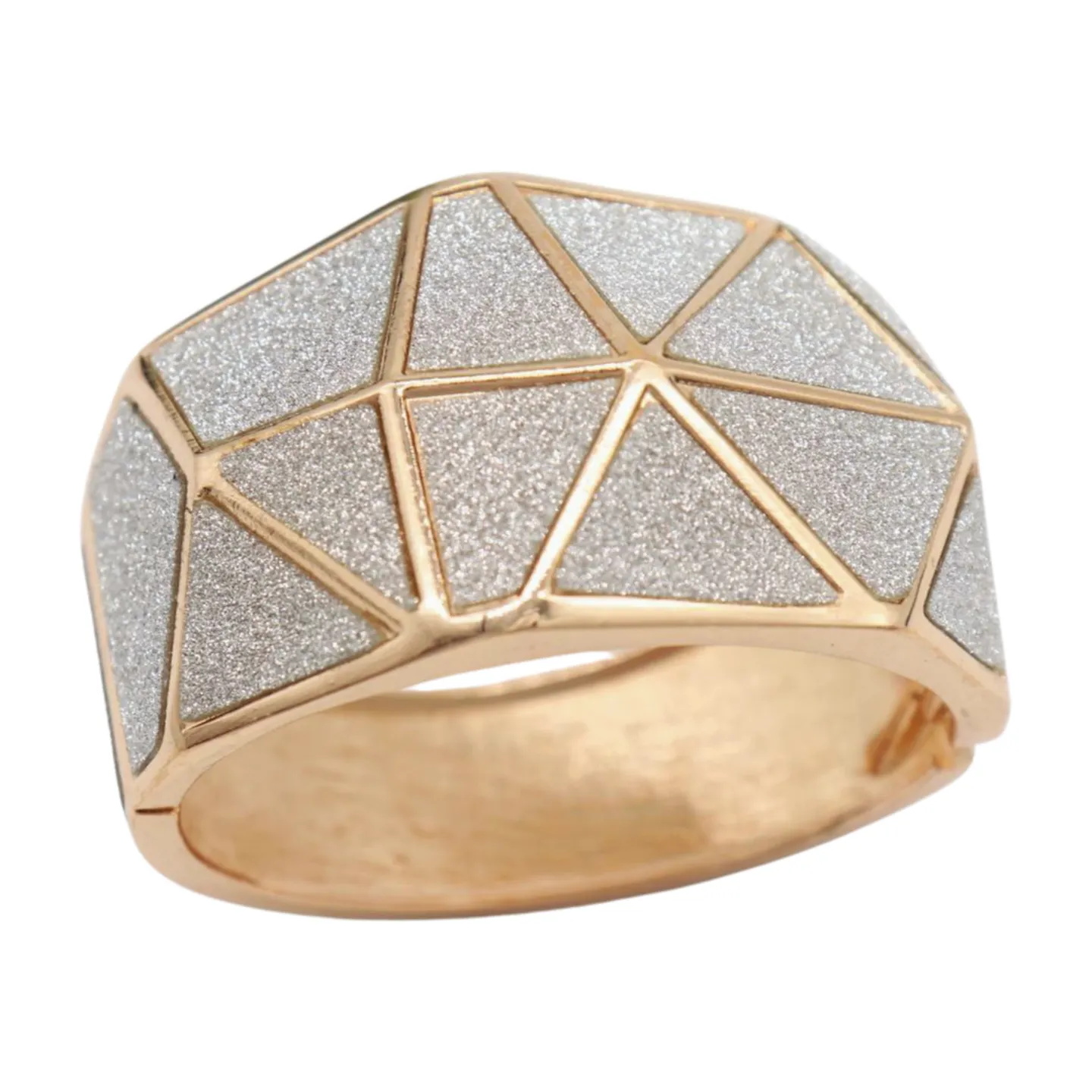 Women Gold Metal Wide Bracelet Silver Sparkling Glitter